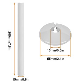 6PCS Radiator Pipe Covers and Pipe Collars Pipe Central Heating Clip On Covers 15mm x 200mm White