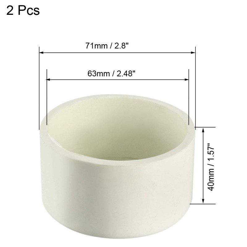 sourcing map 63mm PVC Pipe Cap Fitting, Slip End Caps