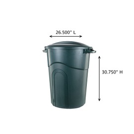 United Solution ECOSolution 32 Gallon Garbage Can, ECO Green, Easy to Carry Garbage Can with Sturdy Construction, Pass-Through Handles & Attachable Click Lock Lid, Indoor or Outdoor Use, 2-Pack