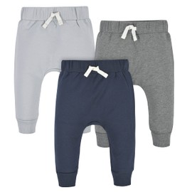 Gerber Baby Boys' Toddler 3-Pack Jogger Pants, Navy/Gray, 18 Months