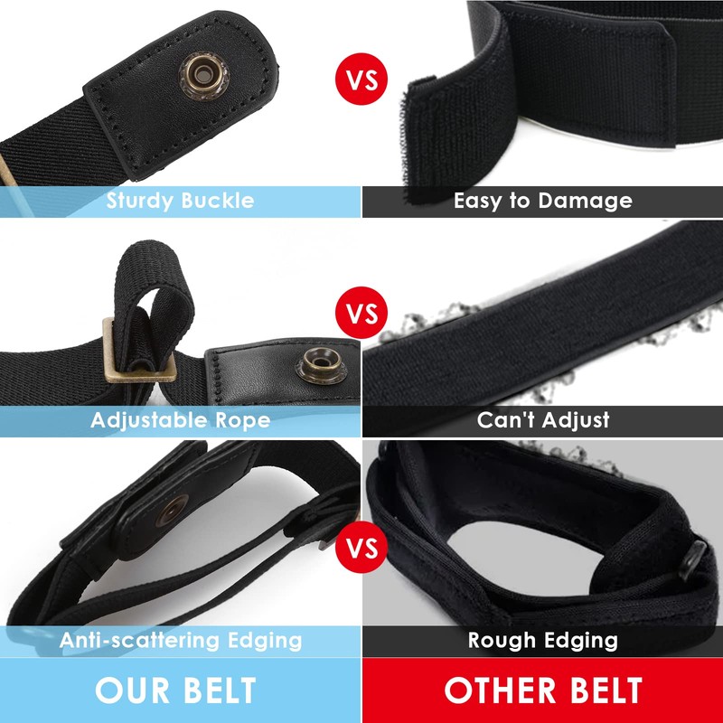 Lusofie 2pcs No Buckle Belt Women，Belt Elastic Comfortable Invisible Belt