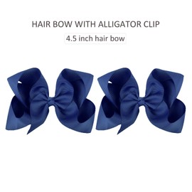 4" Navy Hair Bow Clip for Girls - 2 Pieces Baby Hair Bows