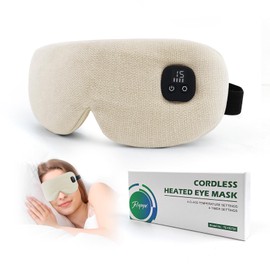 Telepepe Heated Eye Mask for Dry Eyes, Cordless Warm Eye Compress with 4 Heat Levels, 4-Level Timing, 1000mAh Rechargeable, Blepharitis, Styes, Washable Cover, Travel, Gifts for Family(Beige)