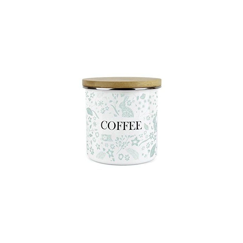 Purely Home Wild Rabbits Green Coffee Storage Canister - White