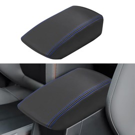 INTGET Center Console Cover for 2025 Subaru Forester Accessories Leather Car Armrest Arm Rest Box Lid Middle Console Seat Cover Protector (Blue Stitches, 2025+)