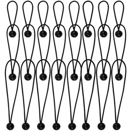 XSTRAP STANDARD 24 Pieces Multisize Ball Bungee Cords with Elastic String for Canopy, Tarp, Straps, Tent and Wires, 6, 9, 11 Inch Tarp Canopy Bungee Balls, Black