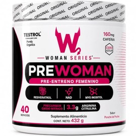 Pre Workout para Mujer PREWOMAN, Energía y Enfoque, Cero Azúcar, 160 mg de Cafeína, Ponche de Frutas, 40 Porciones, Purely Organics