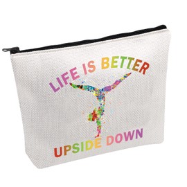 Gymnast Cosmetic Bag Gymnast Inspirational Gift Gymnastics Lover Gift Tumbling Girl Travel Bag Gymnastics Zipper Pouch Makeup Bag (LIFE DOWN ca)