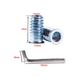 TIOMIOSEA Pack of 40 Screw Nuts M8 x 25 mm, Threaded Insert Wood Screw-In Sleeves, Hexagon Socket Nut Hex Drive Nut for Wooden Furniture Hex Hex Nuts Made of Galvanised Steel