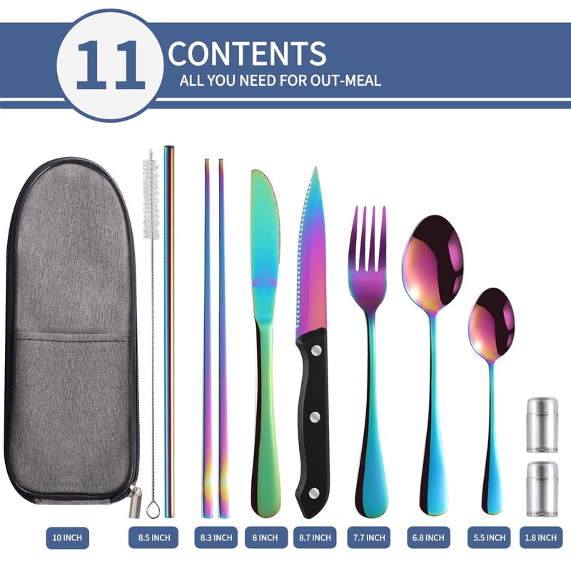 Logcow Travel Utensils with Case,Reusable Utensils,Portable Travel Camping Cutlery Set,Stainless