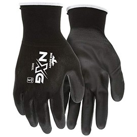 MCR Safety 9669XXL Nylon Knitted Shell Memphis Gloves with Black PU Dipped Palm and Fingers, Black, 2X-Large, 1-Pair