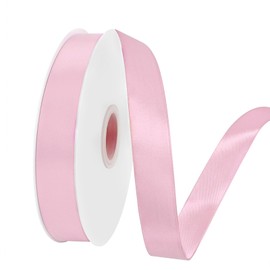 Lrybbon Double Face Light Pink Satin Ribbon 1 Inch x 50 Yards Solid Fabric Ribbon for Gift Wrapping Craft Flower Bouquet Hair Bows Making Wedding Party Decoration Sewing Projects Valentine's Day