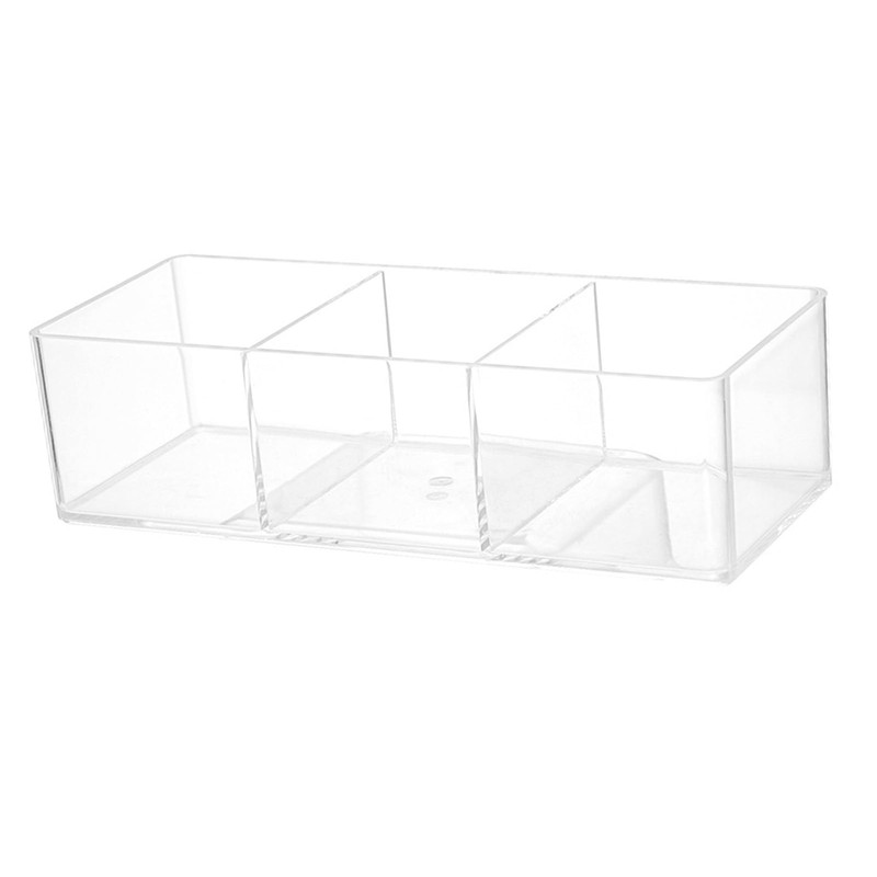 Transparent Acrylic Make-up Organizer Box, 3 Compartments, Ideal for the