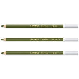 STABILO Chalk-Pastel Pencil CarbOthello - Pack of 3 - Olive Green (585)
