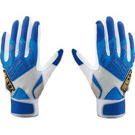ZETT BG798B Neo Status Baseball Batting Gloves, For Both Hands, Blue x Silver (2313), Small Size