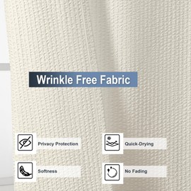 OWENIE Cream Shower Curtain or Bathroom 72x72 Inch, 3D Embossed Textured Waffle Fabric Shower Curtains, Soft Hotel Farmhouse Style, Water Repellent, Machine Washable, Cream, 72" W x 72" L