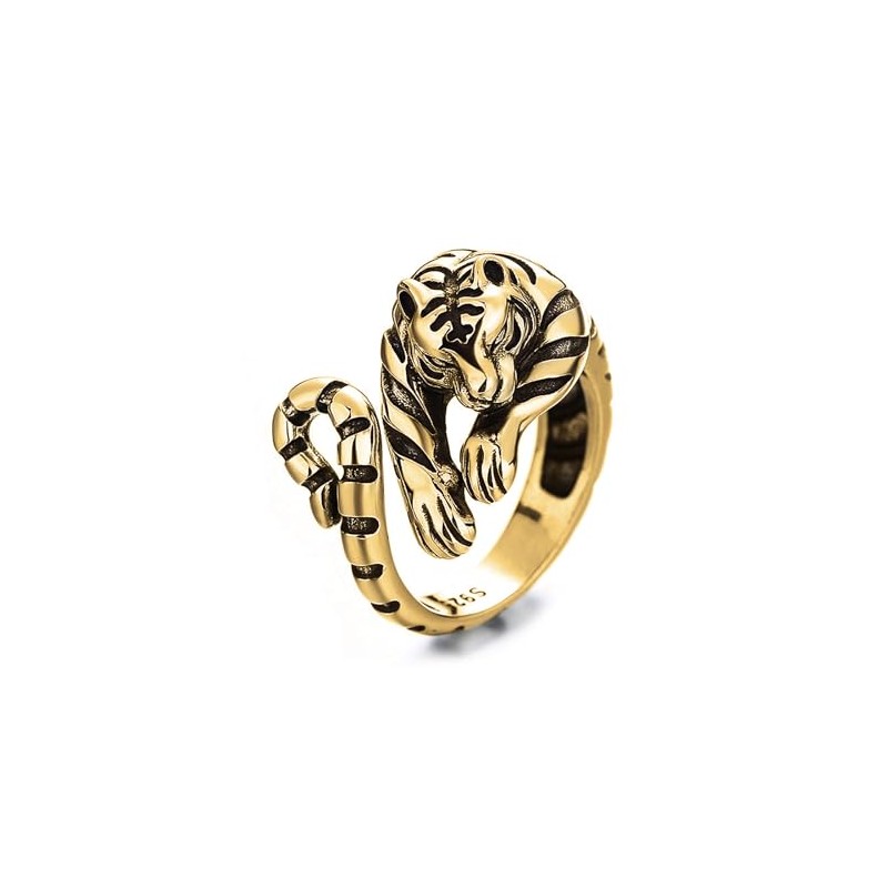 POYAMUSE Cool Thai Silver Tiger Tail Wrap Ring for Men