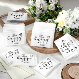 Yinder 60 Bulk Happy Tears Tissue Packs for Wedding 3 Ply Pocket Size Tissues Packs for Guests Facial Individual Wedding Party Favors Travel Graduation Celebration(Heart)