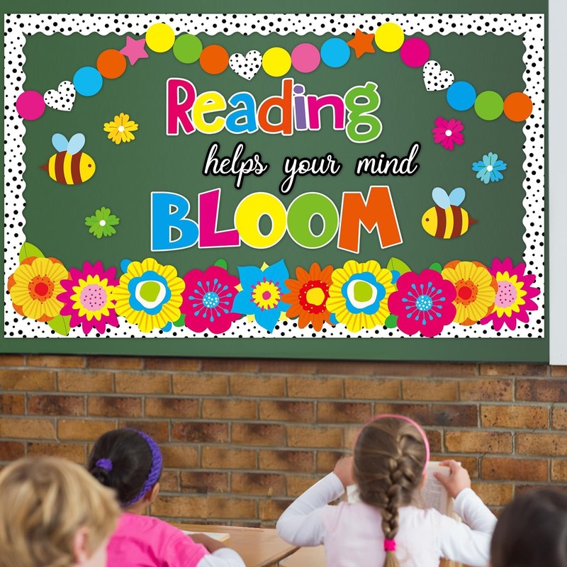 Spring Reading Flower Bulletin Board Decorations Set Classroom Floral Bulletin