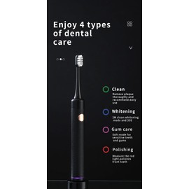 ZYUJIA Sonic Electric Toothbrush for Adults,Rechargeable Electric Power Toothbrush 4 Sonic Toothbrush Heads,IPX7 Waterproof 4 Modes,Smart Timer,Black