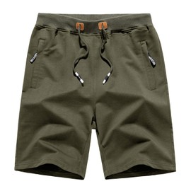 CRYSULLY Athletic Shorts for Men with Pockets and Elastic Waistband Quick Dry Activewear Green 34