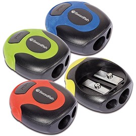 Swordfish âTwin Soft Gripâ Double-Hole Pencil Sharpener [Pack of 1] Assorted Colours [40289]