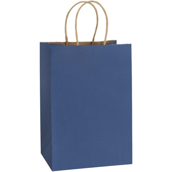 BagDream Kraft Paper Bags 25Pcs 5.25x3.75x8 Inches Small Paper Gift Bags Shopping Bags, Kraft Bags, Party Bags, Navy Blue Paper Bags with Handles