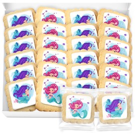 Mermaid Party Favors Cookies | 24 pack INDIVIDUALLY WRAPPED | Themed Birthday Candy | Treats Dessert Table Sweets