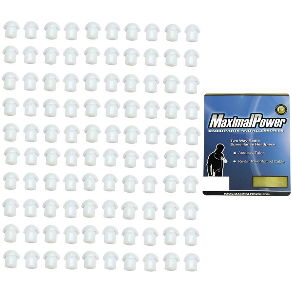 MaximalPower Clear Silicone Earpiece Ear Tip for Two-Way Radios (100 Pack)