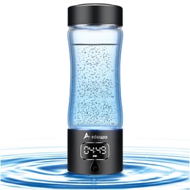 Hydrogen Water Bottle Generator with SPE/PEM Technology, Anlewo Portable H2 Water Ionizer Machine,5000PPB,6 Hours Hydrogen Retention for Family Friends Office Travel Sports Fitness
