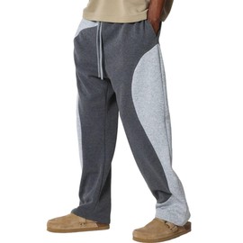 ZAFUL Men's Baggy Sweatpants Color Block Irregular Patchwork Drawstring Sweatpants Casual Wide Leg Lounge Pants(1-Grey, XL)