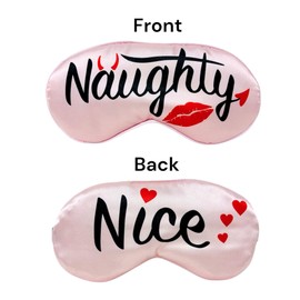 SILLY OBSESSIONS Naughty or Nice Funny Sleep Mask for Women, Ultra Soft Reversible Sleeping Mask with Adjustable Strap. Wedding Gift for Bride, Bridal Shower Gift Idea, Romantic Anniversary Present for Wife