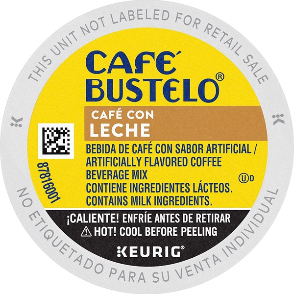 Café Bustelo Café con Leche Flavored Espresso Style Coffee, 10 K Cups for Keurig Coffee Makers