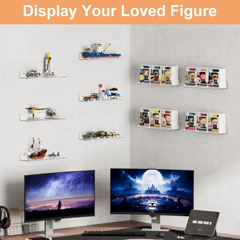upsimples 12 Pack Acrylic Shelves Wall Organizer and Storage, 15"