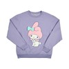 My Melody Big Face Plush Character Women's Purple Crew Neck