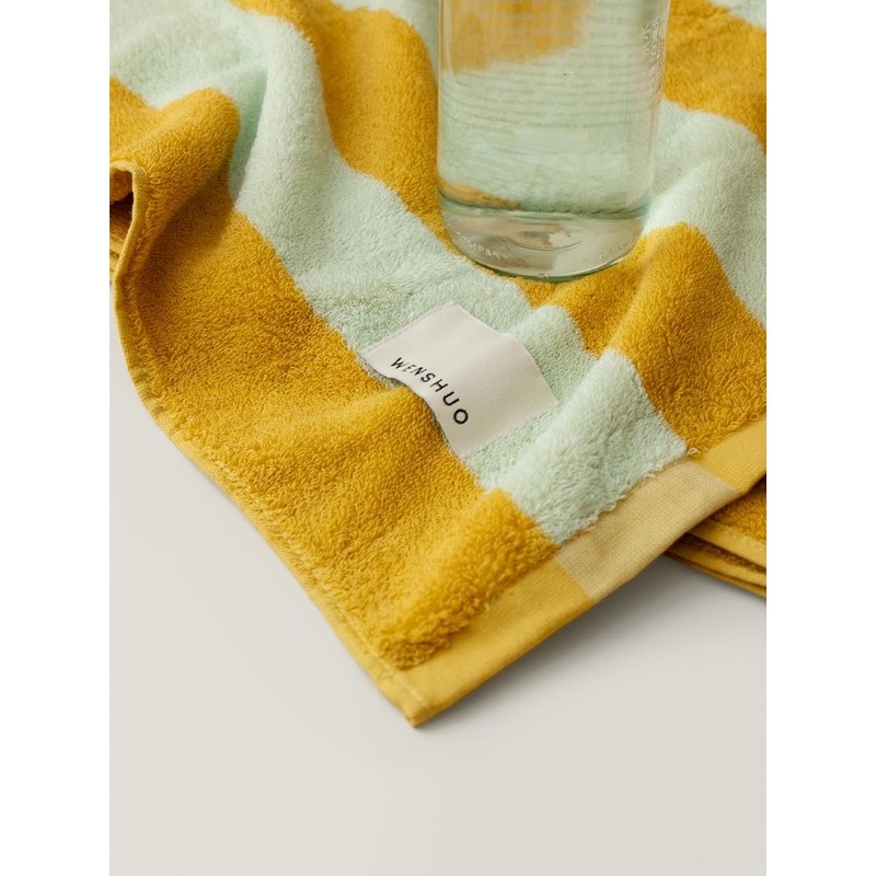Autumn Citrus Striped Bath Towel,100% Combed Cotton,Soft Absorbent
