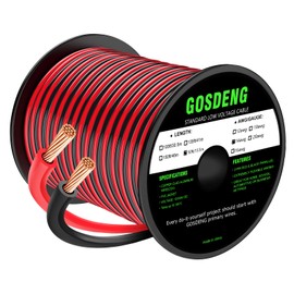 GOSDENG 14 Gauge Wire, 50FT, 2 Conductor Red & Black PVC Cable, 14AWG Copper Clad Aluminum Extension Cord for Speaker, LED, Car Wire, Automotive 12V/24V DC