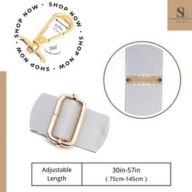 S&loyoe Purse Straps Replacement Crossbody Bag Strap Adjustable Wide Guitar Straps for Handbags 1.5inch (A Pure gray)