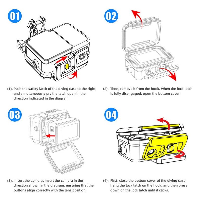YaelHelens Waterproof Case for DJI Action 4/5/6, 60M Underwater Housing