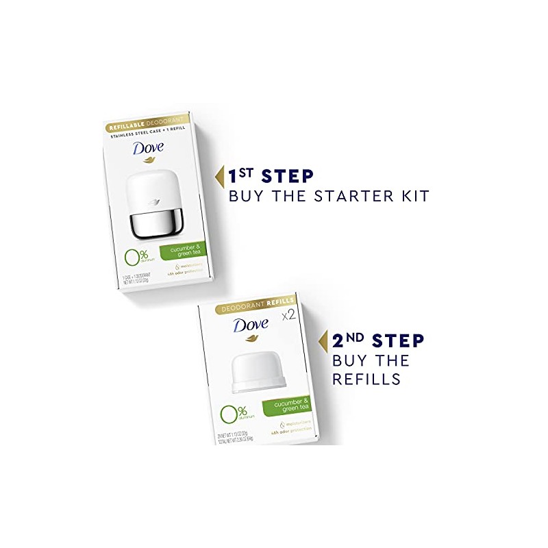 Dove Kit de Recargas de Desodorante 0% Aluminio Pepino y