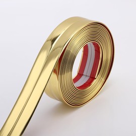 Multifunctional Wall Molding Trim & Corner Guards & Caulk Strip, Apply in Table Edge Door Frame Baseboard for Protection and Decoration, Shiny Gold, 16.4ft x 0.8in