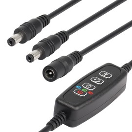 SinLoon DC Power Cable Y Splitter Cord 5V 12V with Timer Control for Plant Grow Light Strip Kit LED Strips Little Table Lamp and Other Devices(5.5x2.1mm Female to 2 Male)