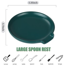 Ceramic Spoon Rest, 5.7 Inch Large Spoon Holder for Stove Top, Heat-Resistant Cooking Utensil Rest for Kitchen Counter, Ladle, Coffee Spoons, Cooking spoons, Spatula, Tongs, Housewarming Gifts