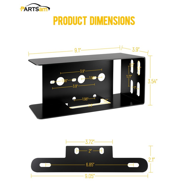 Partsam 1 Set Rectangle Black Trailer Tail Light Mounting Box