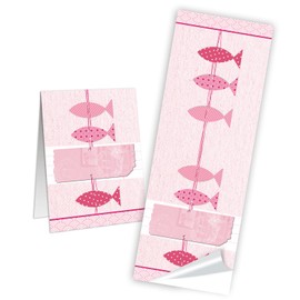 Logbuch-Verlag 25 Pink Stickers Fish Long Banderole Tape 5 x 14.8 cm Communion Gift Stickers Name Stickers