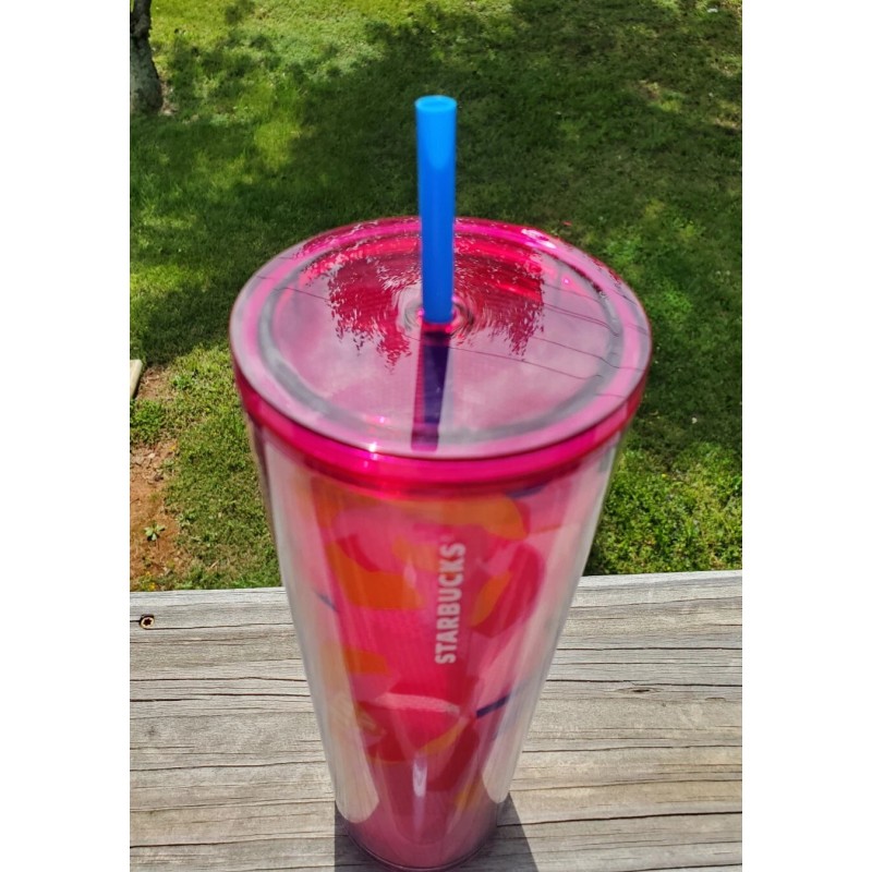 STARBUCKS Coffee Spring 2023 Pink Floral Cold Cup Tumbler Venti