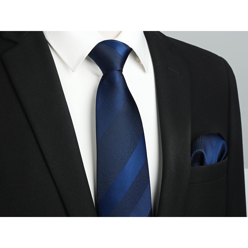 Enlision Men's Tie with Pocket Square Set Check/Plaid/Stripes Tie &