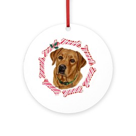 CafePress Fox Red Labrador Christmas Round 4" MDF Holiday Ornament