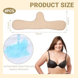 Piriuuo 4 Pcs Cotton Bra Liners, Bra Liners to Absorb Sweat Under Breasts Reusable Under Breasts Sweats Absorb Pads Soft Breast Sweats Wicking Pads Bras Sweat Liner for Women (Skin Color)