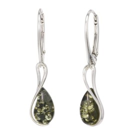 BALTIC AMBER STERLING SILVER 925 Earrings Droop Dangle NATURAL Green Gemstone Amber Jewellery For Woman Lever Back Earrings
